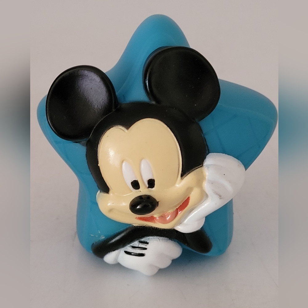 Rare 3" The First Years Disney Shaped Mickey Mouse Rubber Baby Bath Squirt Toy.